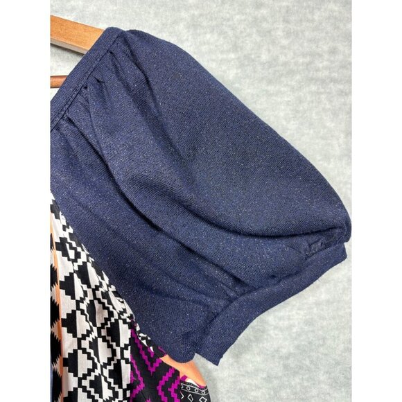 Maeve By Anthropologie Patchwork Top M Puff Sleeves Boho Casual - Picture 3 of 6